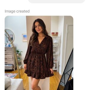 Aboud Women’s Brown Printed Long-Sleeve Wrap Mini Dress